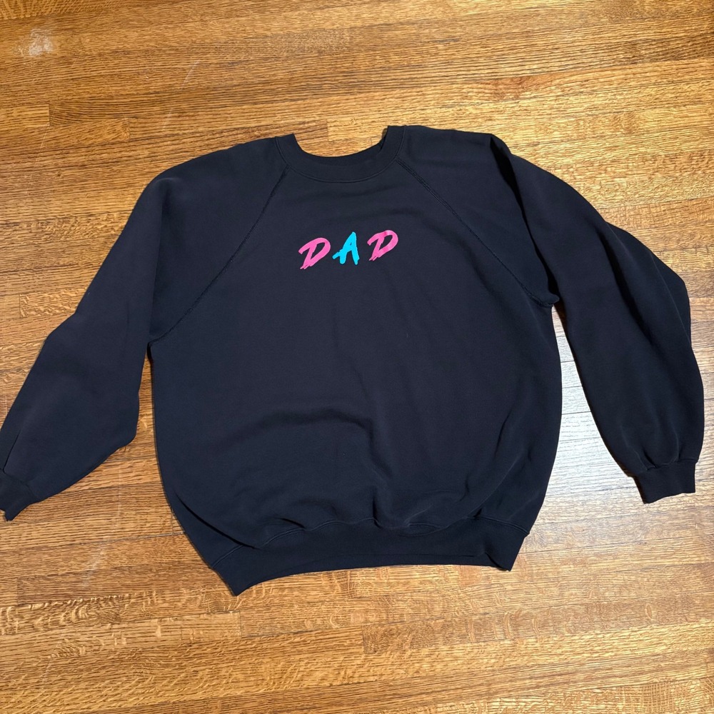 Vintage Hanes Dad Sweatshirt Black XXL Made‎ in USA 90s Crewneck